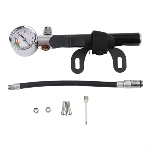 Portable Bike Pump, Aluminum Alloy Tire Inflator with Pressure Gauge, for American and Valves, Basketball Needle Included - size: Bicycle Model