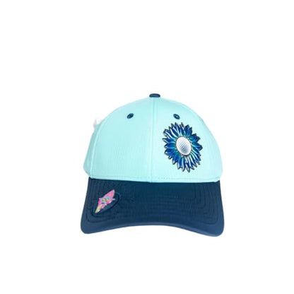Ladies Adjustable Hats - Tee Holder with Tees & Bill Magnet with Ball Marker - 100% Custom Made - color: Lady Blue, style: Offset