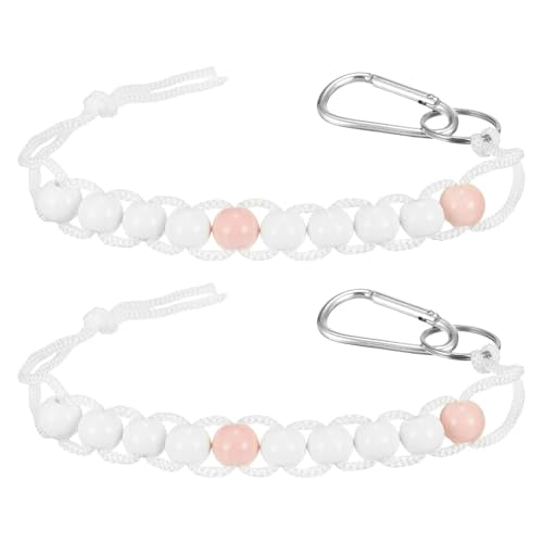 Golf Beads Counter, Golf Ball Beads Bracelet Count Stroke Score Acrylic Sports Keeper Putting with Hook for Golfer - color: Light Peach 2/ White 8