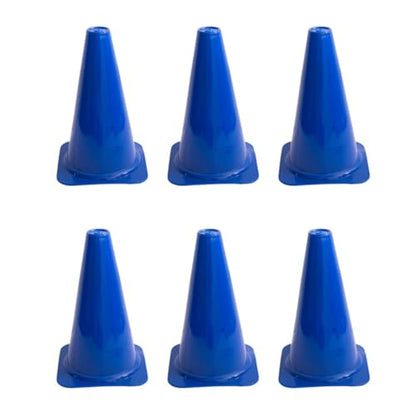 6 Pack - 9" Blue Soccer Training Traffic Cones - Speed Agility Cones for Sports Football Basketball Skating Obstacle Course Drills - Indoor Outdoor Plastic Field Markers, Coaching & Practice Equipment