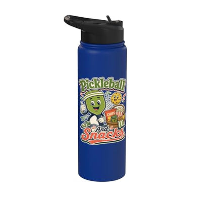 Pickleball Snack Break Court Humor Funny Retro Saying Stainless Steel Insulated Water Bottle - color: Royal Blue