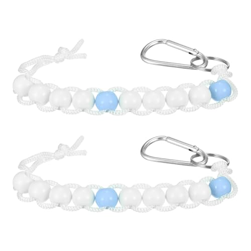 Golf Beads Counter, Golf Ball Beads Bracelet Count Stroke Score Acrylic Sports Keeper Putting with Hook for Golfer - color: Light Blue 2/ White 8