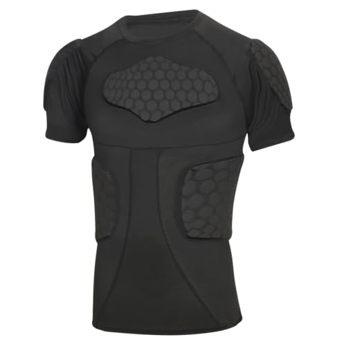 Padded Compression Shirt, Short Sleeve Football Protection Gear - size: Large
