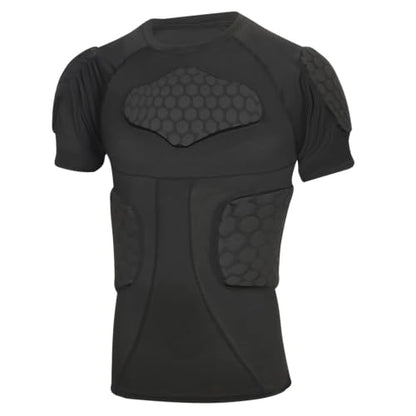 Padded Compression Shirt, Short Sleeve Football Protection Gear - size: Large