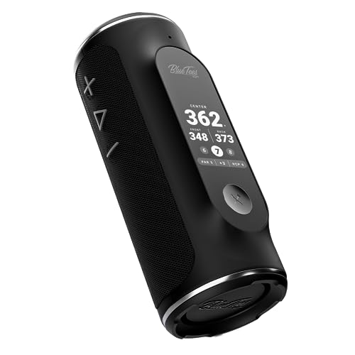 Blue Tees Golf Player+ AI-Powered GPS Speaker - Touchscreen Display, 10+ Hour Battery, 40,000+ Courses, Visual & Audible Distances, Hazard Detection, IPX7 Waterproof (Black) - color: Black
