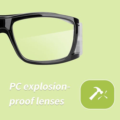 SooGree Sport Glasses for Men Women Basketball Football Sport Goggles Anti Fog Shock Collision Wearable Glasses - color: Black Frame Black Nose Pads
