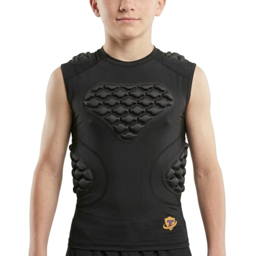 Youth Football Padded Shirt Chest Rib Protector Boys Heart Guard Sternum Protection Kids Rugby Undershirt - size: Medium