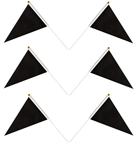 50 Pack Black Pennant Small Mini Flags On Sticks,Hand Held Solid Black Pennant DIY Graffiti Flag,Party Events Celebration,School,Grand Opening,Kids Birthday,Sports Clubs,Flower Pot - color: Black