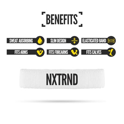1 Pair Nxtrnd Bicep Bands, Sweat-Absorbent Arm Sweatbands, Football Accessory - color: White