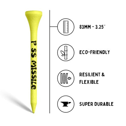 Driver Darts by P*ss Missile, Premium Bamboo Wood Golf Tees - Iconic Tee Packging and Style, Cool Golf Gifts