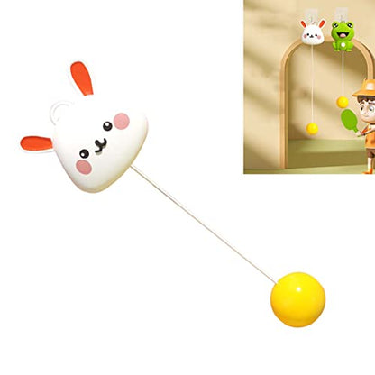 Table Tennis Trainer, Cute Kids Tennis Racquet Badminton Tennis Racket Sports Game Indoor Hanging Elastic Shaft Automatic Winding Educational Exercise for Kids Self Practice - size: Rabbit Style