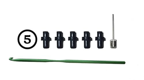 Soccer Ball Valve Replacement Kit with Inflation Needle and Rubber Nozzles Sport Ball Inflation Valve Kit 5 Replacement Valves for Basketball, Soccer, Volleyball and Football