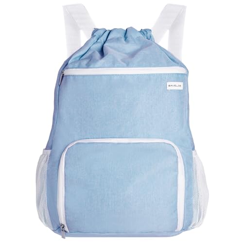 BAVELOE Drawstring Backpack with Wet Pocket & Shoe Compartment, Water-Resistant Sports Gym Swim String Bag for Women Men(Sky Blue) - color: Sky Blue