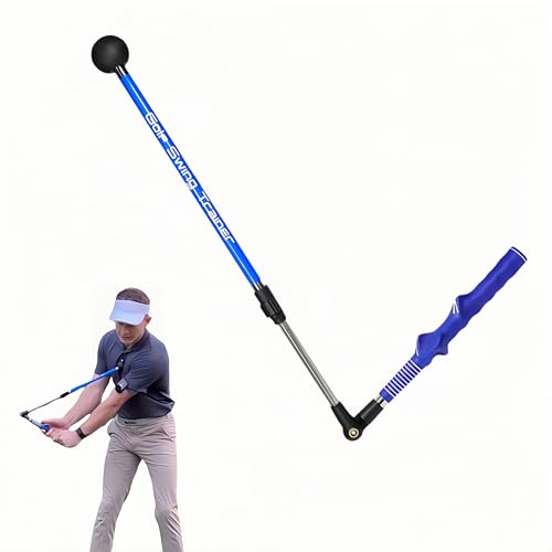 Golf Swing Trainer, Portable Collapsible Trainer, Improve Swing Posture, Golf Grip Trainer, Essential Swing Posture Corrector for Beginners - color: Right Hand Grip(Blue)