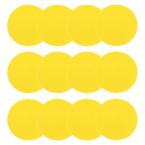 PATIKIL 9 Inch Poly Spot Markers, 12Pcs Non Slip Rubber Floor Dots with Storage Bag Flat Agility Cones for Sports Training Basketball Football - color: Yellow