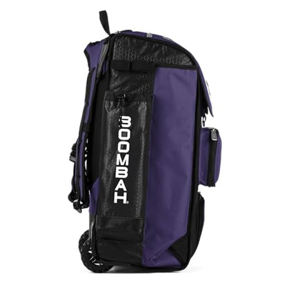 Boombah Catchers Superpack Hybrid Rolling Bat Bag - Multiple Colors - Wheeled & Backpack Version - color: Black/Purple