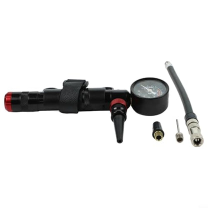 Aluminum Alloy Bike Pump with Gauge, Portable CK2 Inflator for Mountain Road Bikes, Dual Valve, Ball Needle Included for