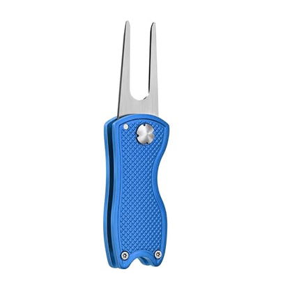 Mile High Life Golf Divot Repair Tool, All Metal Foldable Divot Tool with Pop-up Button & Magnetic Ball Marker, 2-6 Pack - color: Blue Fish