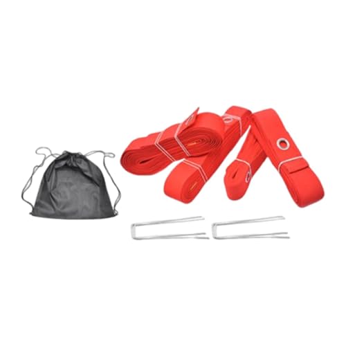 Vaveren 4Pcs Professional Beach Volleyball Lines Boundary Lines Practice Sturdy Portable 26 ft 52 ft Volleyball Court Cords for Grass - color: Red