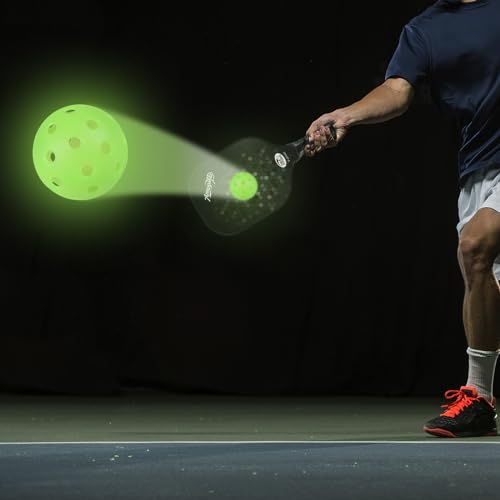 Pickleball Balls, Outdoor Glow in The Dark Pickleballs with Mesh Bag, Luminous Gifts, Light Up Green, High Visibility & Durable for Training