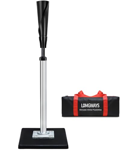 LOMGWAYS Baseball/Softball Batting Tee-Height Adjustable Premium Portable Baseball Tee with Removable Rubber Top and Heavy-Duty Base for All Ages - style: Silver 25"-37"(Carry Bag)