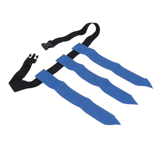 Drfeify Flag Football Belt, Adjustable Nylon Flag Football Set with 3 Flags, 44.5in Belt Length, Quick Pull Design for Kids Youth Adults Training Games Outdoor Activities (Blue)