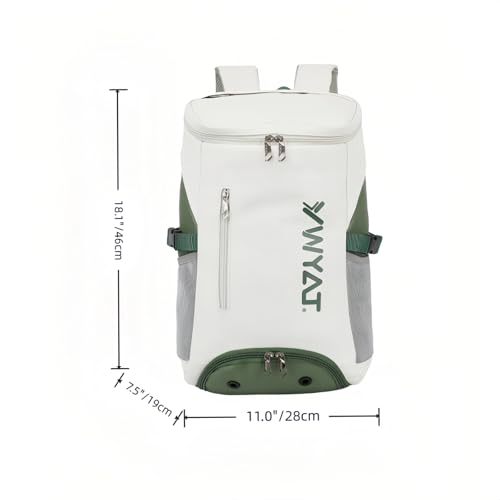 Badminton Tennis Backpack with Shoe Compartment,Racket Holder, Large Capacity Sports Bag for Tennis, Badminton, Pickleball, Squash - color: White&Green