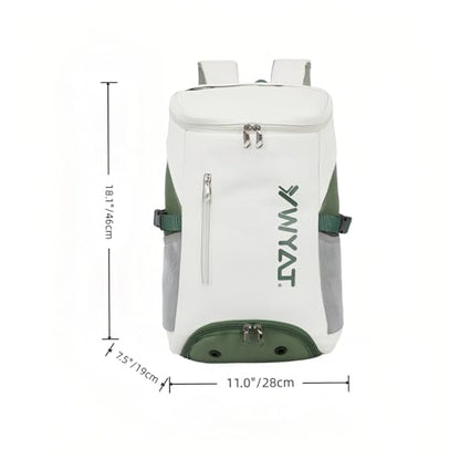 Badminton Tennis Backpack with Shoe Compartment,Racket Holder, Large Capacity Sports Bag for Tennis, Badminton, Pickleball, Squash - color: White&Green
