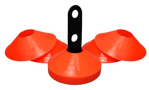 BlueDot Trading High Visibility Sports Cones for Agility Training, Soccer, Football, Field Cone Boundary Markers for Adults or Kids, Orange, Quantity 12-Pack
