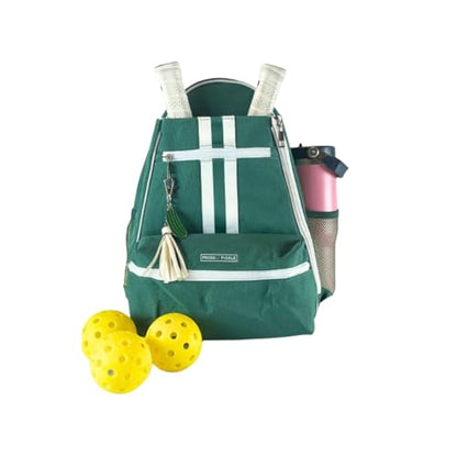 Teddi Pickleball Backpack Grn/wh- Large Capacity Pickleball Bags for Women - Durable 1000D Nylon, Multipurpose Paddle Case with Multiple Pockets, Stylish Paddle Bag - color: green