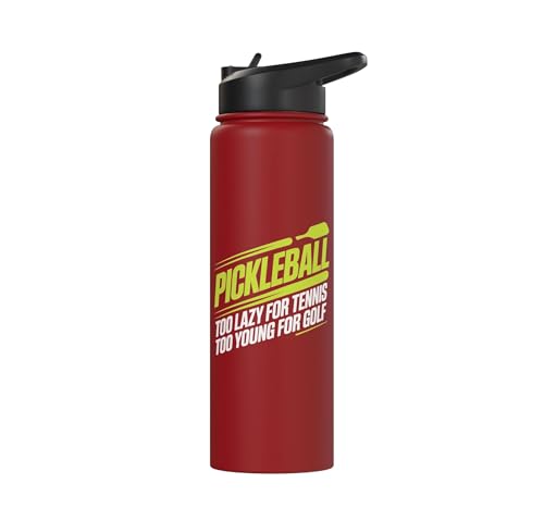 Pickleball Player Too Lazy For Tennis Too Young For Golf Stainless Steel Insulated Water Bottle - color: Red