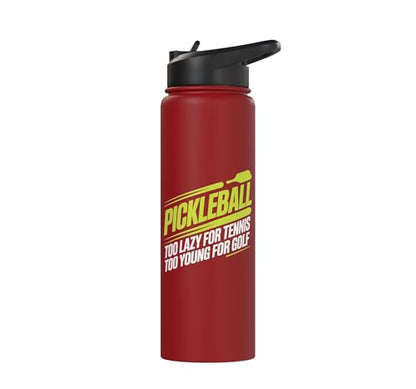 Pickleball Player Too Lazy For Tennis Too Young For Golf Stainless Steel Insulated Water Bottle - color: Red