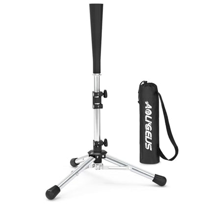 Baseball Tee Batting Tee Softball Tee Portable Travel Hitting Tee,Easy Adjustable Height,Stable Tripod Stand - color: Steel, style: Tee