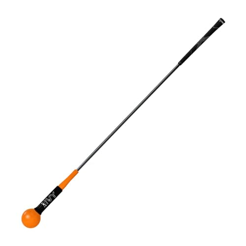 HVY Golf Swing Trainer,Golf Swing Training Aid for Improve Strength Tempo Balance and Flexibility,Golf Warm-Up Stick for Indoor&Outdoor Practice Chipping Hitting Golf Training Aid - color: orange, size: 48"