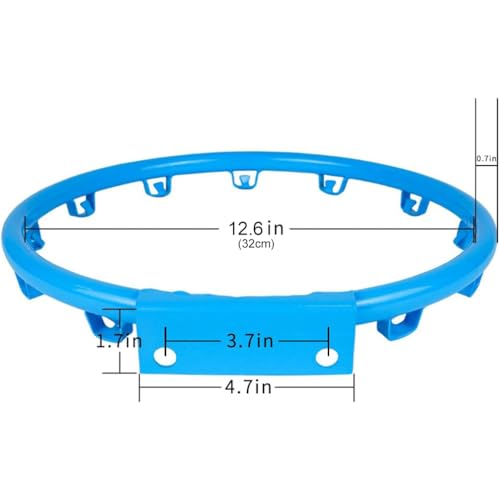 Luwint Kids Basketball Hoop, Durable Basketball Rim Goal for Children Indoor Outdoor Wall Mounted, Blue, 12.6'' Not Full Size