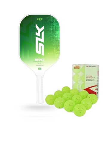 2024 Selkirk SLK Evo Control XL Pickleball Paddle & Selkirk Pro S1 Ball | Carbon Fiber Pickleball | Rev-Core Power Polymer Core Core | 38 Hole Design | 12 Outdoor Pickleball Balls