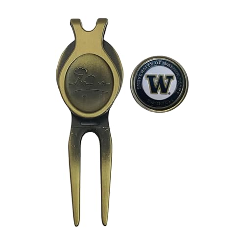 Divot Repair Tool Removable Magnetic Ball Marker-Best Divot Fixer - style: WASHINGTON HUSKIES
