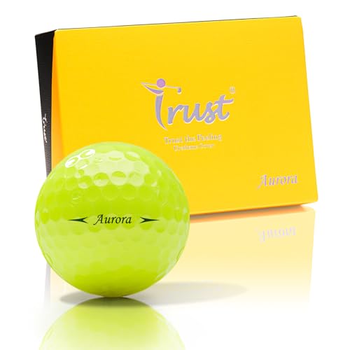 Trust Golf Balls - Aurora & Rosa Crystal Urethane Series | Eye-Catching & Easy to Spot | Maximum Distance, Soft Feel, Straight Flight, & Greenside Control | Blue, Orange, Pink, Yellow | 12 or 48 Balls - color: Aurora-Yellow-1 Dozen-12 Balls