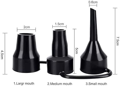 Black Inflatable Pump Adapter Plastic Nozzle Pump Nozzle Head Air Inflator Adaptor Replacement Nozzles 3 Sizes for Home Nozzles