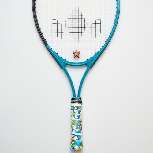 Racket Pets Kids Tennis Racket Dampener & Matching Overgrip Tape, Performance Shock Absorbing Dampener for Tennis Racket & Fun Animal Print Tennis Wrap Grip Tape - style: Starfish