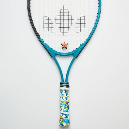 Racket Pets Kids Tennis Racket Dampener & Matching Overgrip Tape, Performance Shock Absorbing Dampener for Tennis Racket & Fun Animal Print Tennis Wrap Grip Tape - style: Starfish