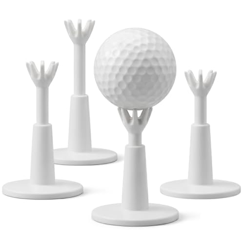 Against The Grain Adjustable Golf Tees 4 Pack (2–3.5 Inch Height) – Durable Rubber Driving Range Tees for Practice Mats – Stable Base Golf Tee Set for Indoor & Outdoor Training