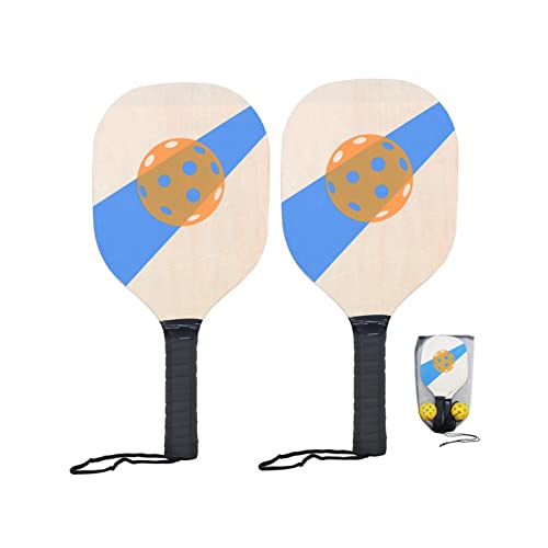 Wooden Set with Cushion Grip Beginner Racket 40cm Long 19cm Wide 2 Paddles 2 s Portable
