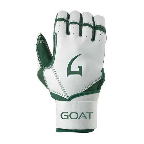 Long Cuff Batting Gloves – Softball & Baseball Gloves for Adults & Youth, Multiple Colors, Youth & Mens Baseball Gloves, Softball Batting Gloves, Baseball Accessories - color: White & Green, size: Youth Medium