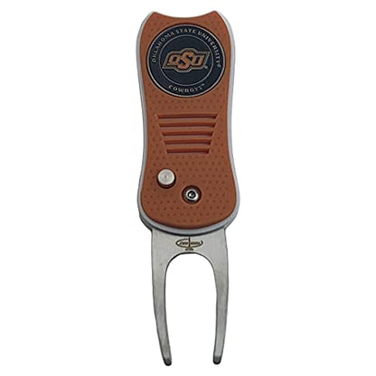 Switchblade Divot Repair Tool with Logo Printed Removable Magnetic Ball Marker-Best Divot Fixer - style: Oklahoma State Cowboys