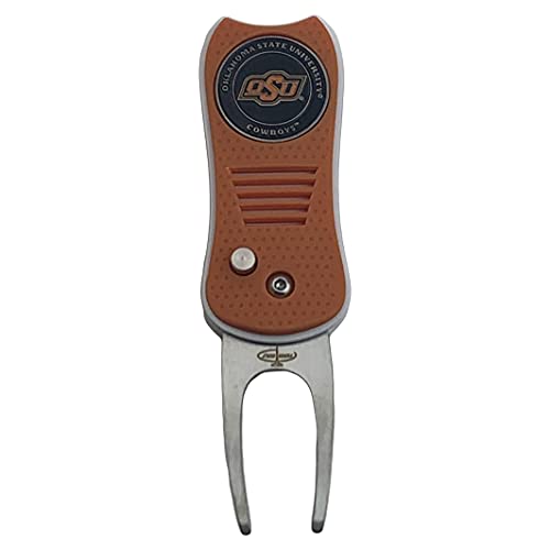 Switchblade Divot Repair Tool with Logo Printed Removable Magnetic Ball Marker-Best Divot Fixer - style: Oklahoma State Cowboys