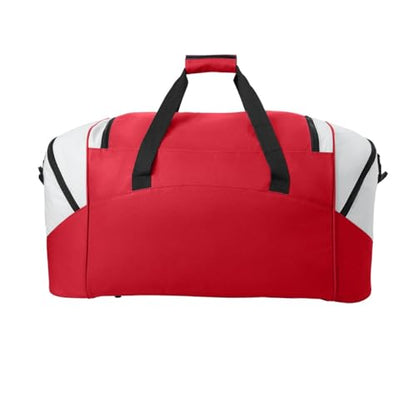 Personalized Large Duffel Bag, Football, Soccer, Basketball, Baseball, Athlete Gift, Sport Bag, Embroidered Name, Red/Grey - color: Red/Grey