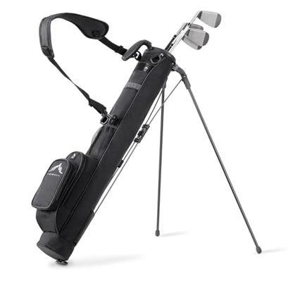 uniHimal Golf Lightweight Stand Carry Bag– Easy to Carry and Durable Pitch n Putt Golf Bag for The Driving Range, Par 3 and Executive Courses–31.5 inches Tall - color: Black