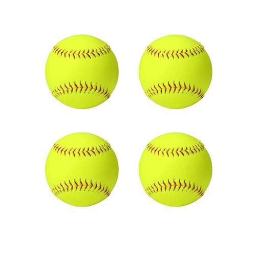 Sports Practice Softballs Slow Pitch Official Size and Weight Softballs, Unmarked Leather Covered Training Ball for Games, Practice and Training - size: 11 Inch