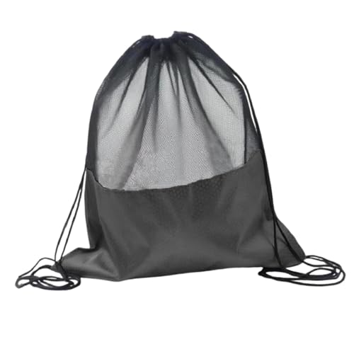 Basketball Drawstring Backpack Mesh Ball Bag Oxford Cloth Shoulder Bag Comfortable Design Suitable for gym sports travel entertainment - color: Black